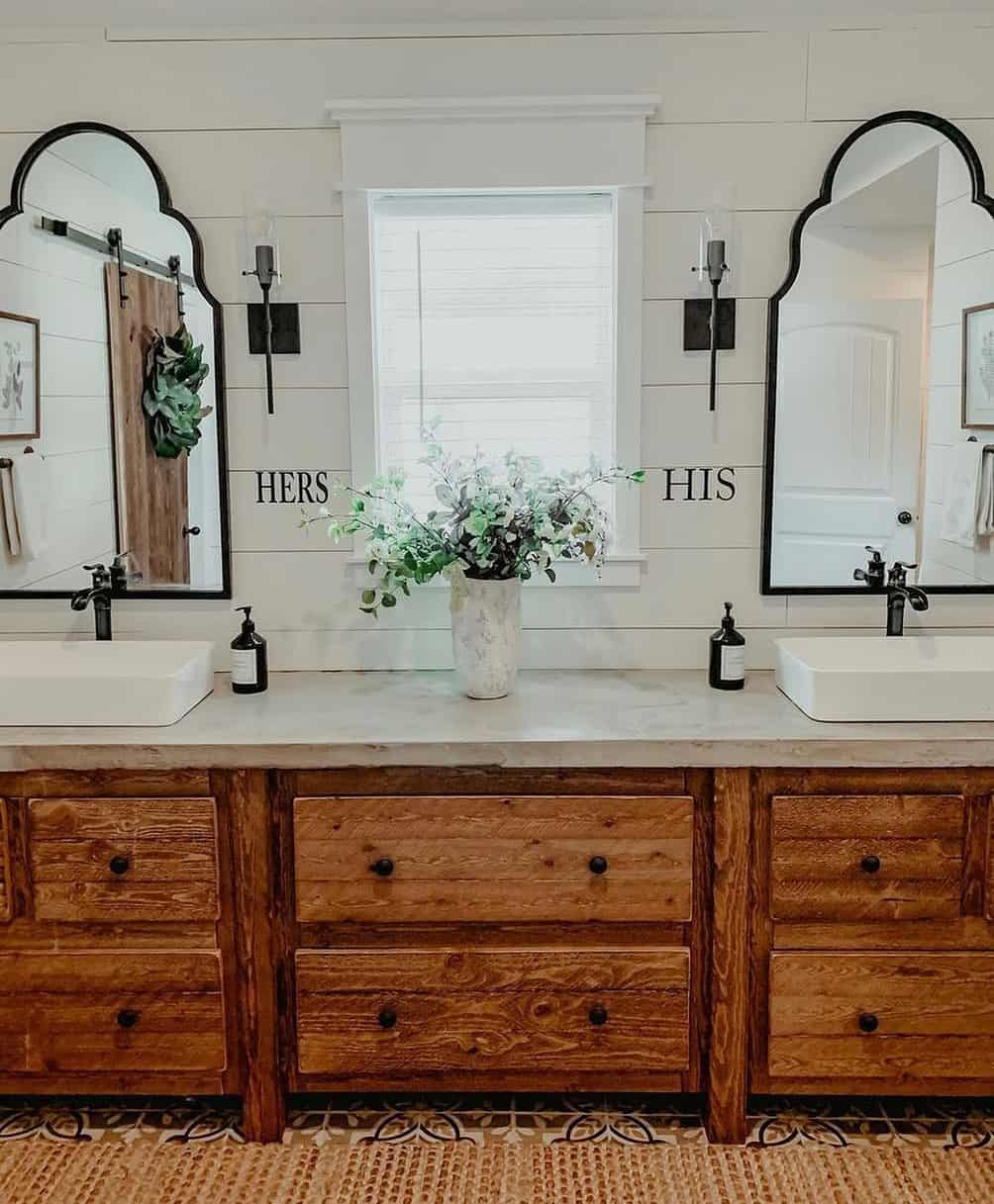 Rustic Bathroom with His and Hers Sink Vanity Soul & Lane