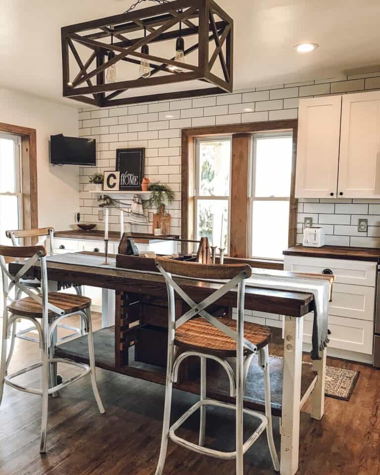 Rustic Kitchen Island with Farmhouse Seating
