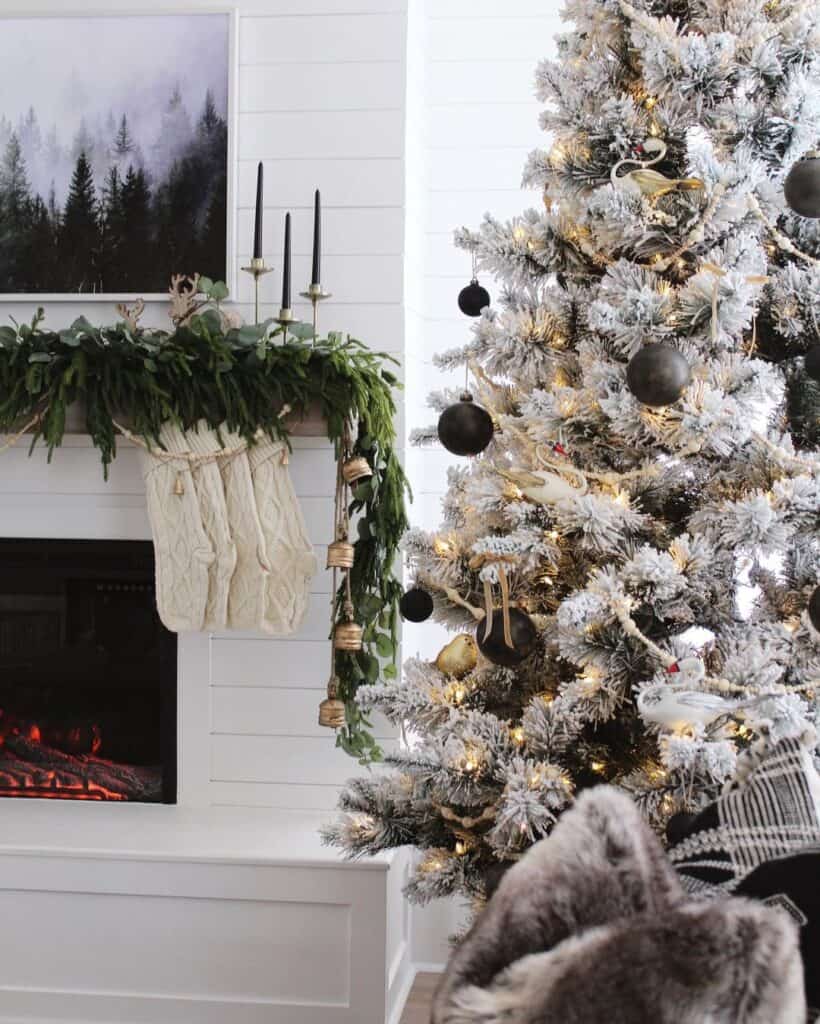 Shiplap Fireplace with White
