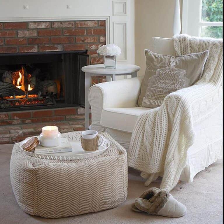 Sitting Area with Cozy Brick Fireplace