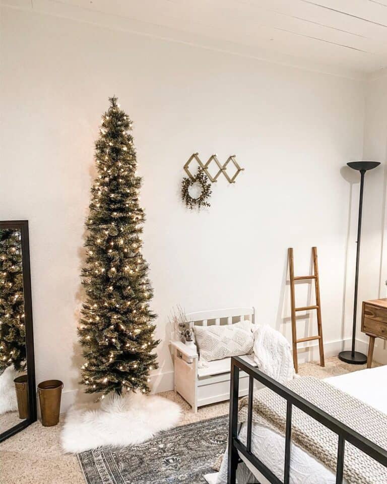 Slim Pencil Christmas Tree for Guest Bedroom