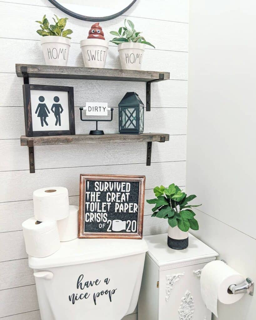 Small Farmhouse Shiplap Bathroom Corner