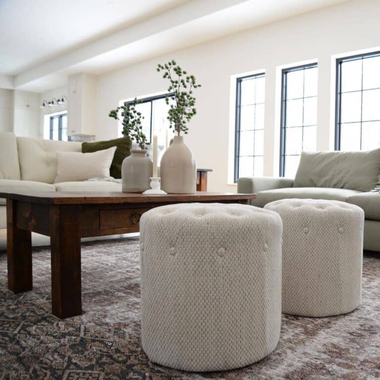 Small Round Poufs in Living Room