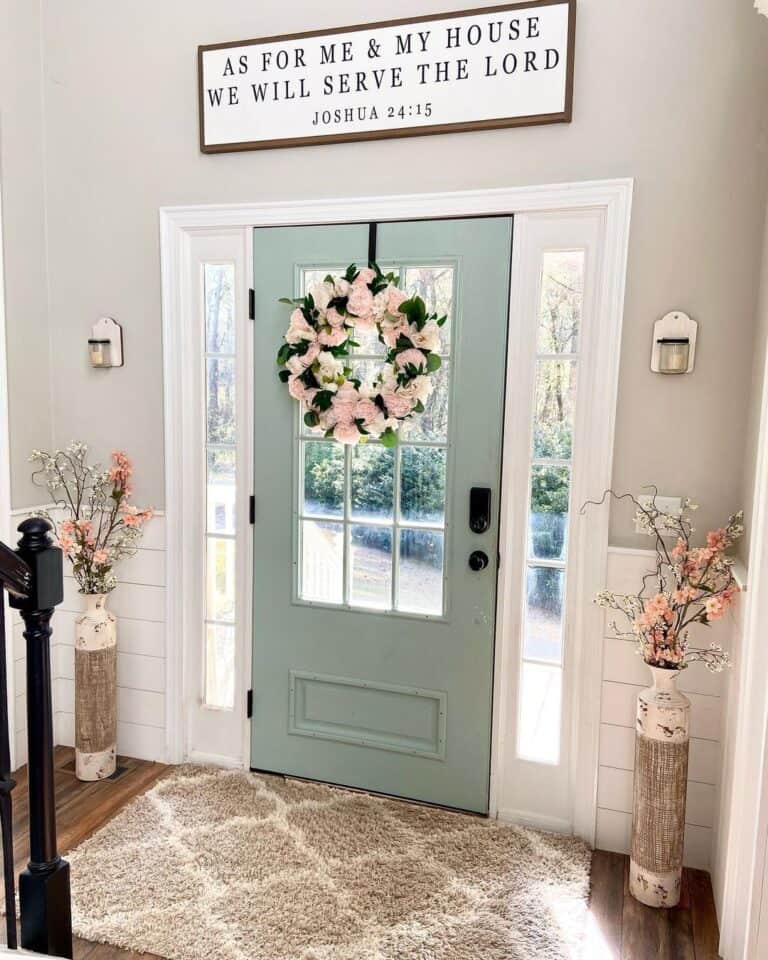 Spring Mint Front Door With Glass Panels