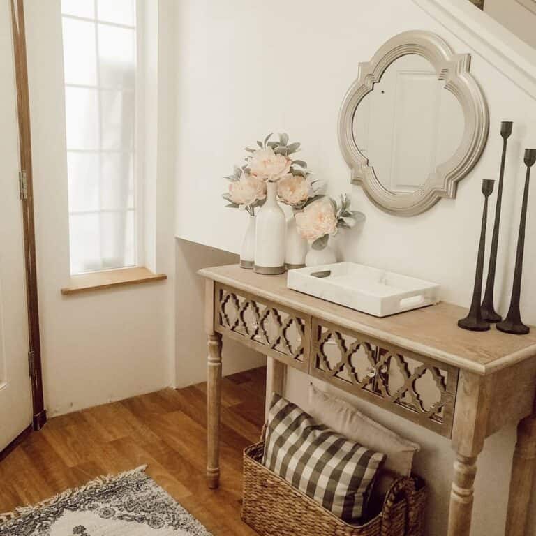 Stair Wall with Entryway Wall Mirror