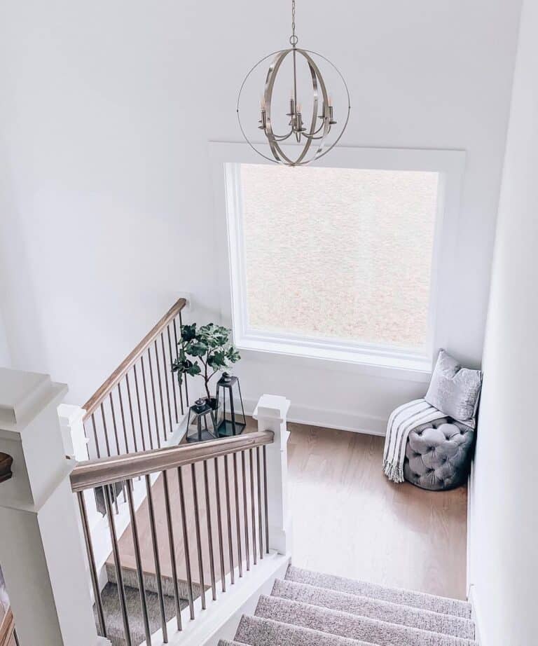 Staircase Landing with Modern Black Spindles