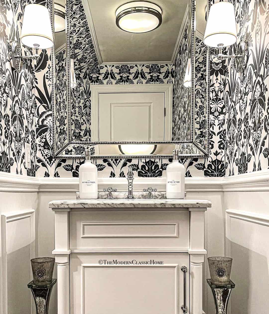 Stunning black and white whimsical bathroom wallpaper soul lane