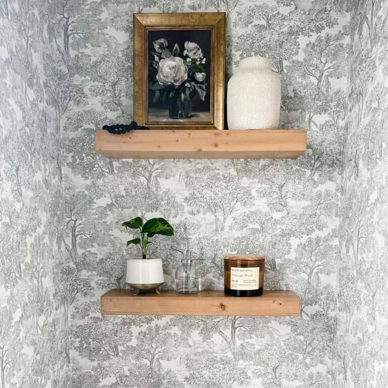 Subtle Black and White Whimsical Bathroom Wallpaper
