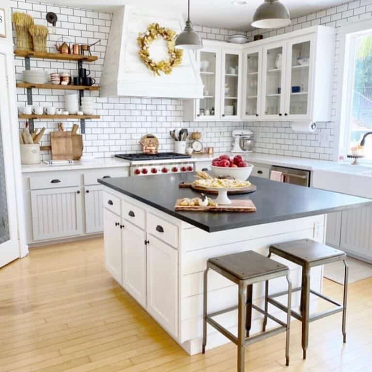 Subway Tile Kitchen with Shiplap Island