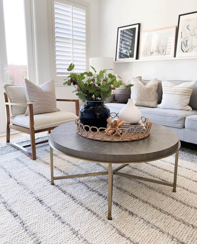 Textured Neutral Round Coffee Table Decor