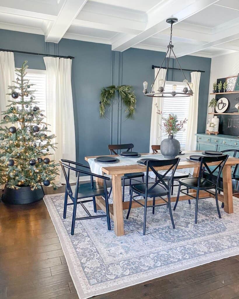 Traditional Dining Room with Noble Fir Christmas Tree