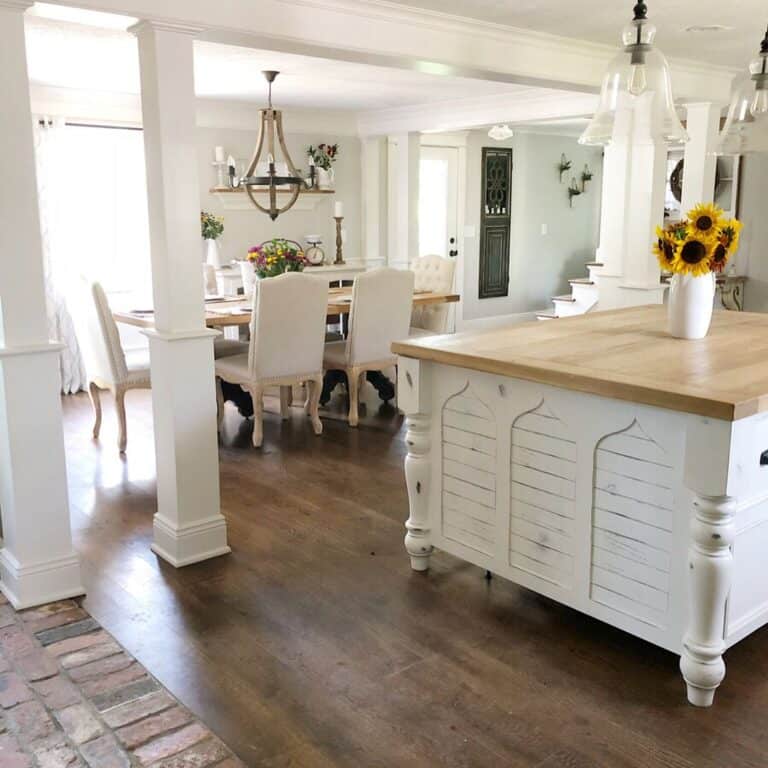 Tufted Chairs and Farmhouse Kitchen Island