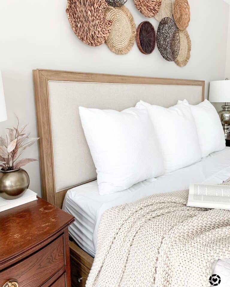 Upholstered Headboard with Wood Trim