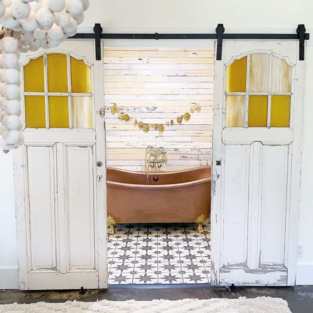 Vintage Bathroom Ideas with Double Barn Doors