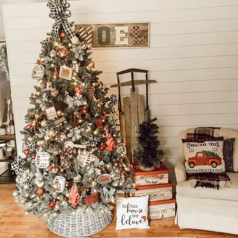 Vintage Items and White Shiplap Wall