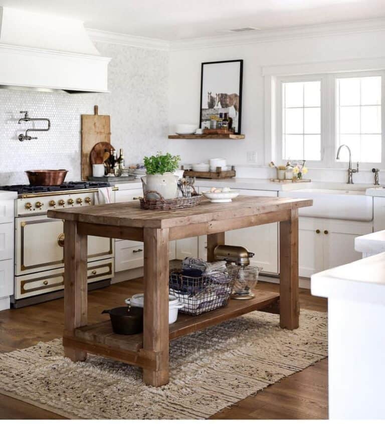 Vintage Oven With Rustic Wood Island