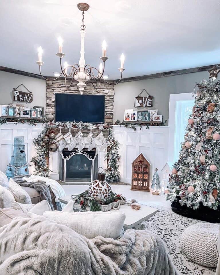 Wainscoting and Stacked Stone in Seasonal Space