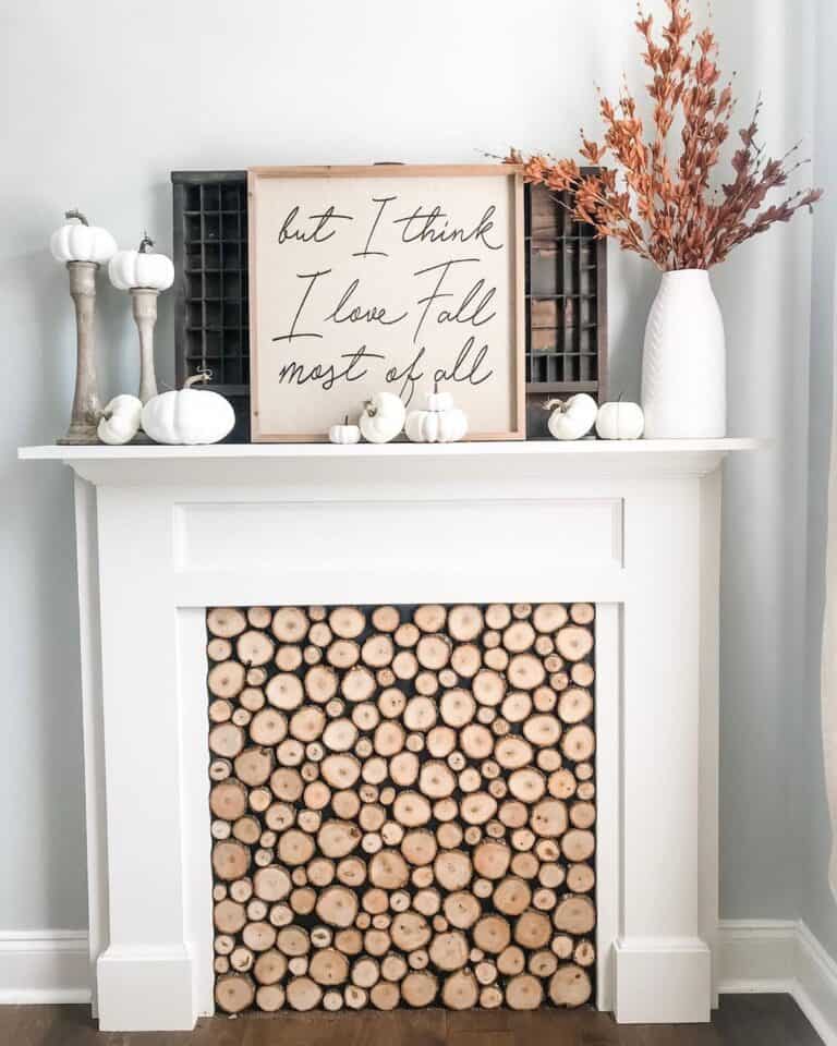 White Autumn Faux Fireplace Mantel
