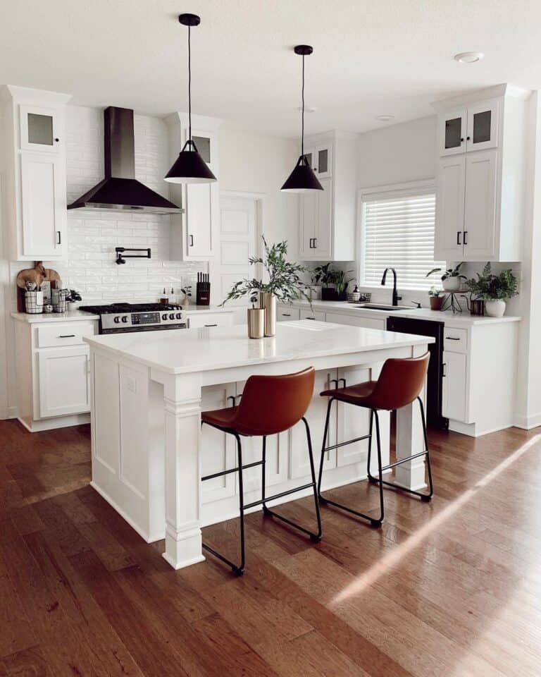 White Cabinet Crown Molding on Tall Kitchen Cabinets