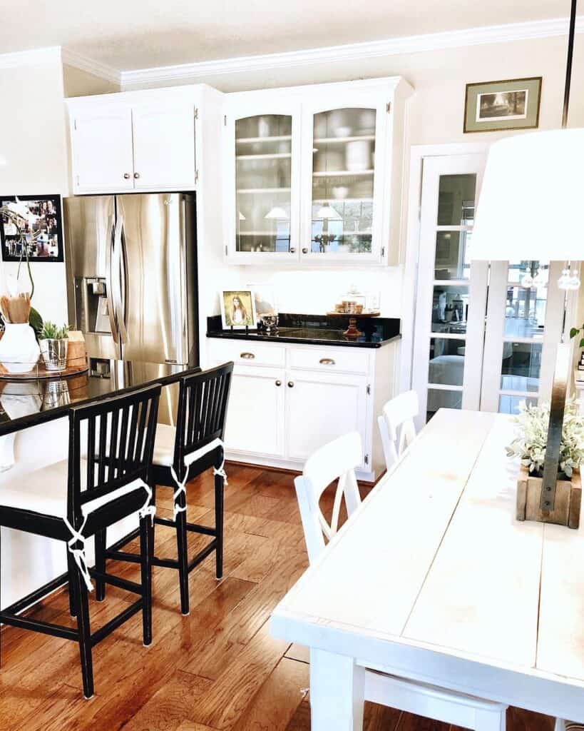 White Dining Table in Rustic Kitchen