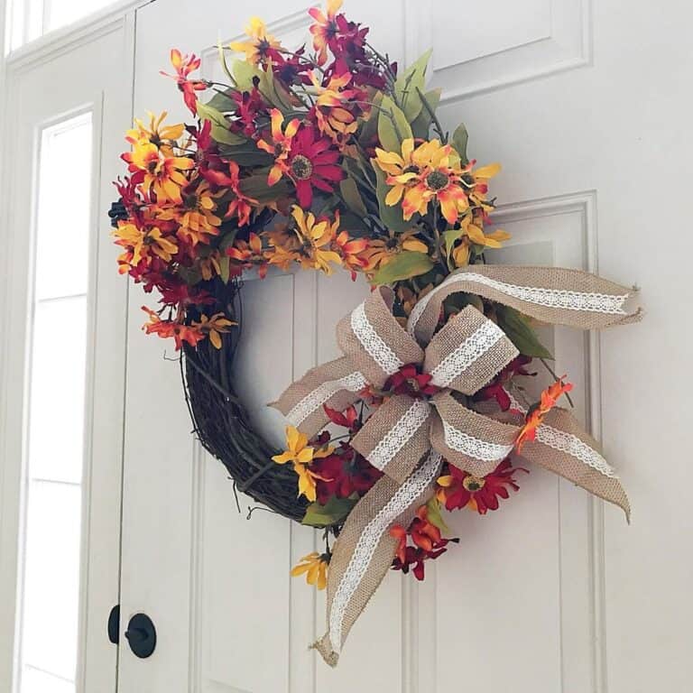White Entryway Door with Fall Wreath