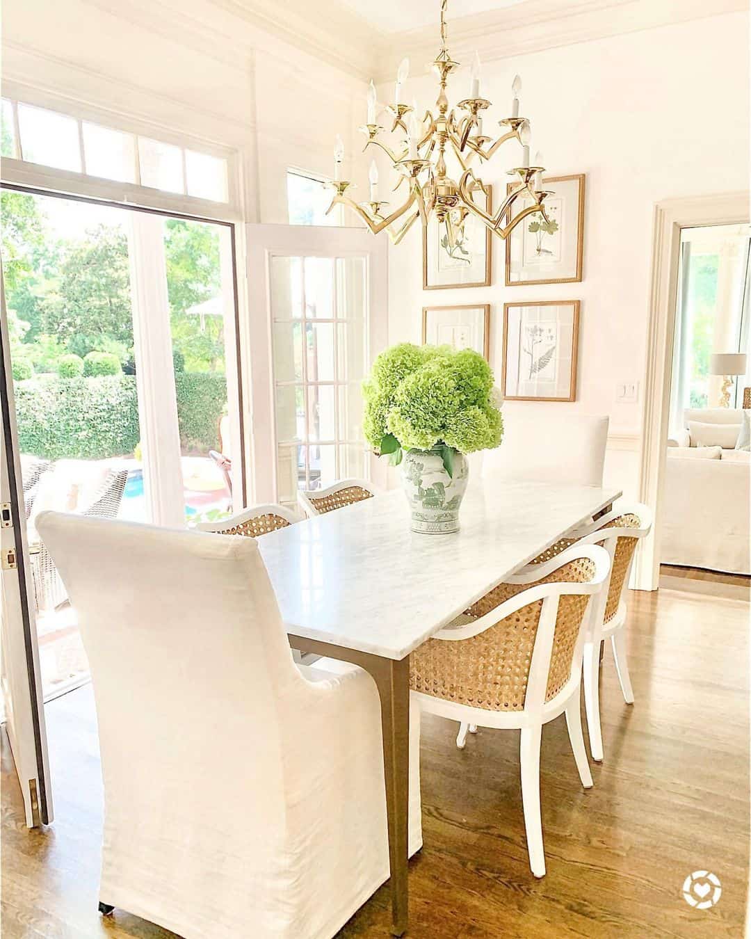 White Frame Rattan Dining Room Chairs Soul & Lane