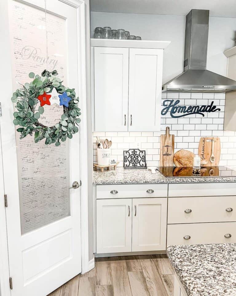 White Glass Panelled Pantry Door With Wreath