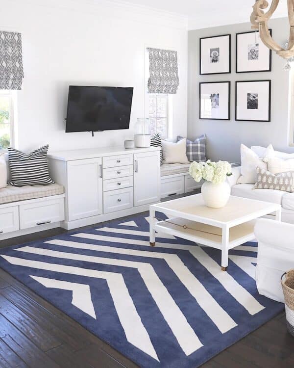 White Living Room with Dark Wood Flooring - Soul & Lane