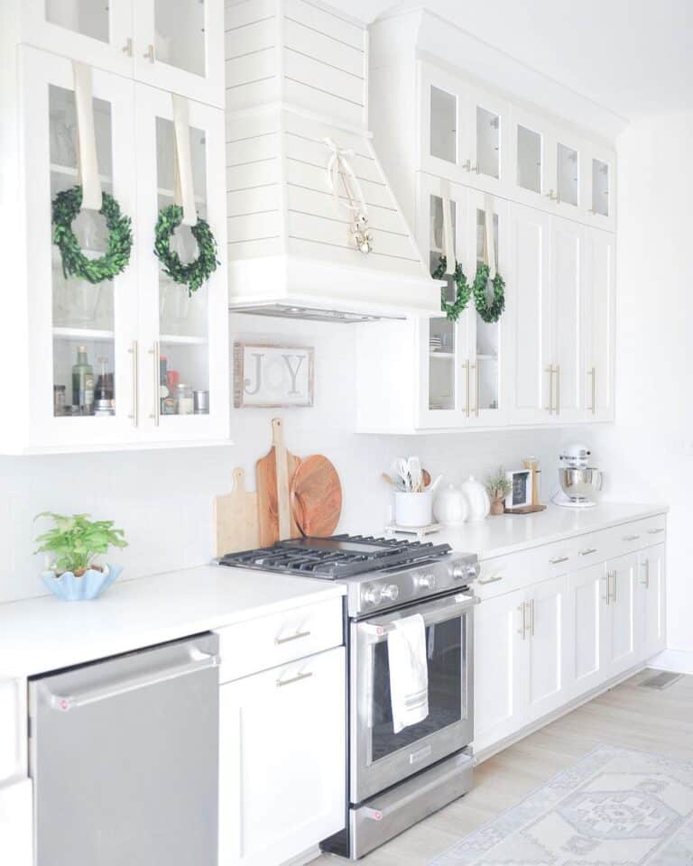 White Modern Kitchen with Hint of Christmas