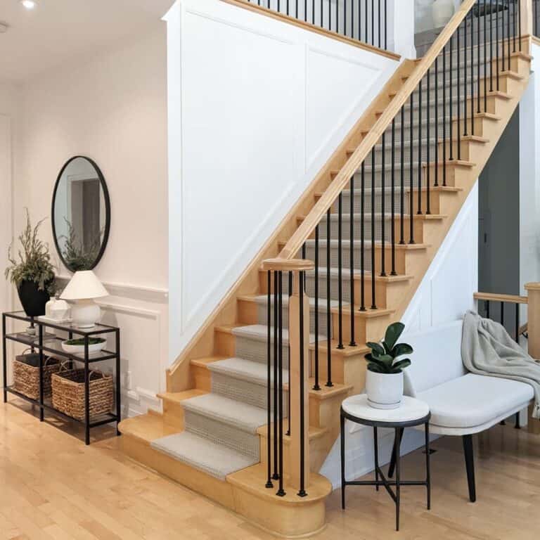 White Modern Wainscoting Stairs
