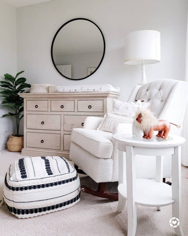 White Nursery with Natural Wood Dresser