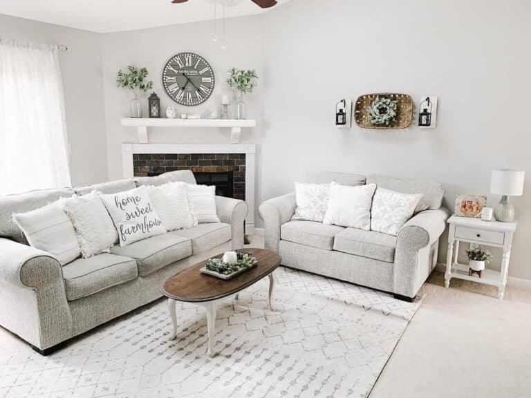 White Pillow Covers on Light Grey Couches