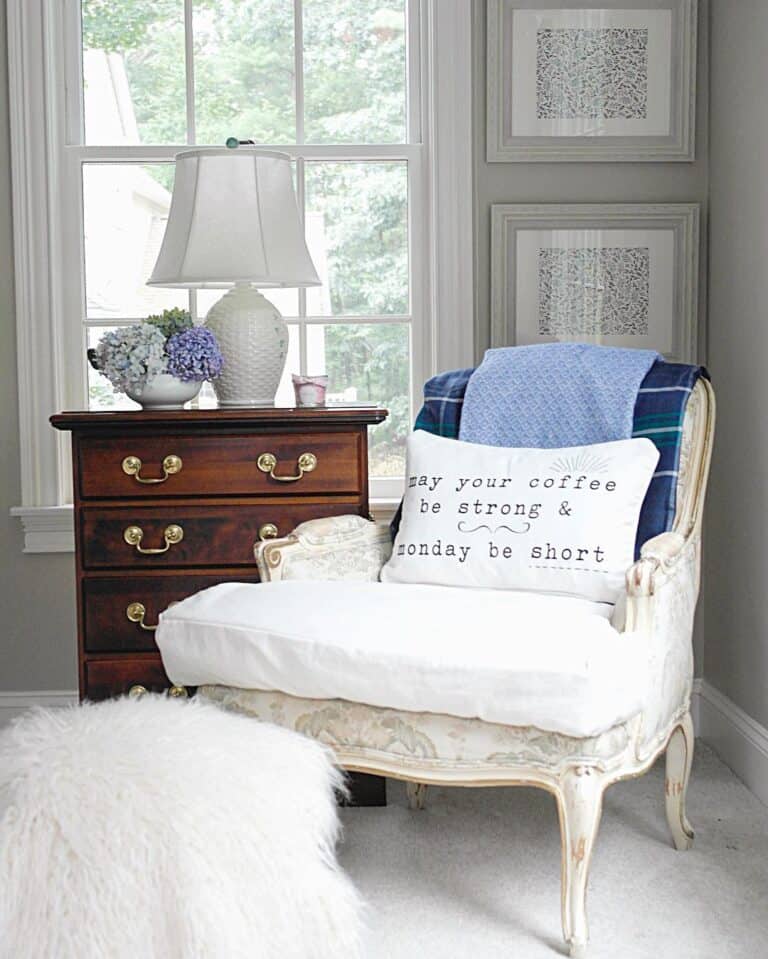 White Pillow on a White Armchair