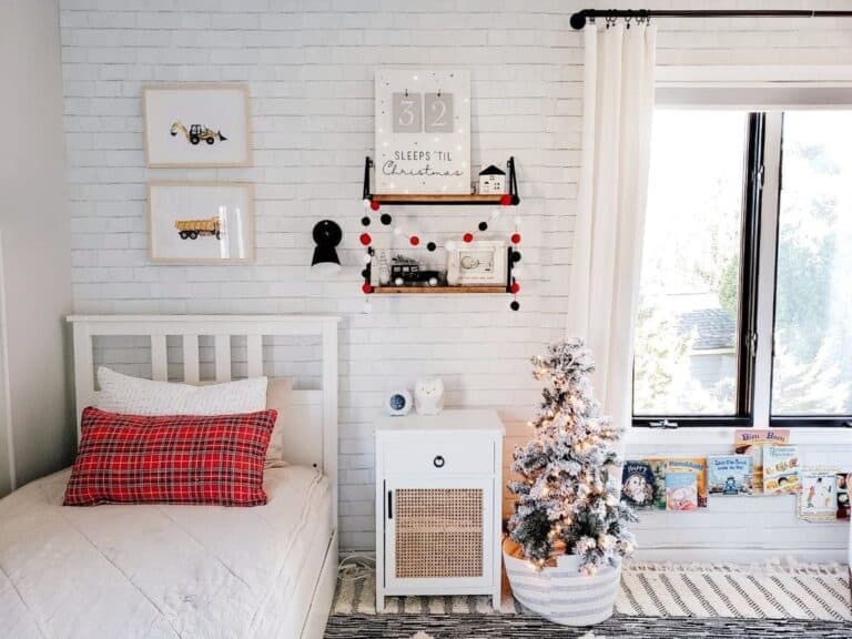 White Shiplap Room with White and Wicker Nursery Storage Furniture