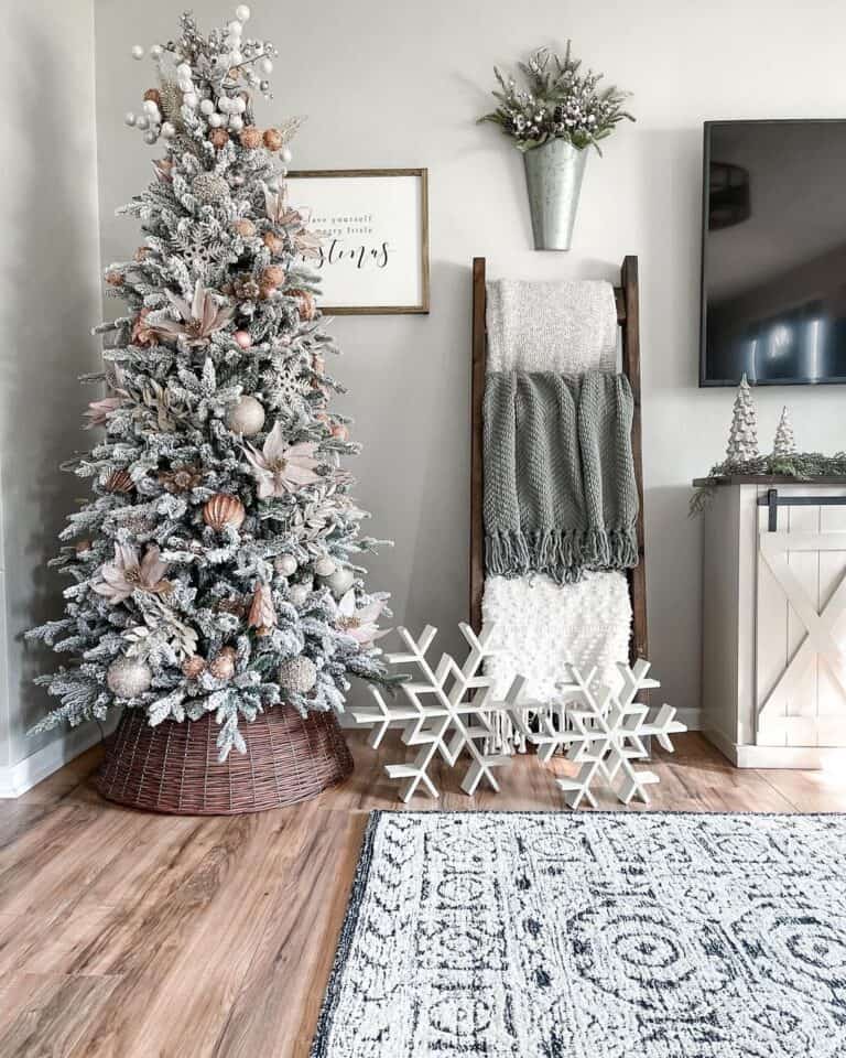 White Snowflake Christmas Wooden Decor