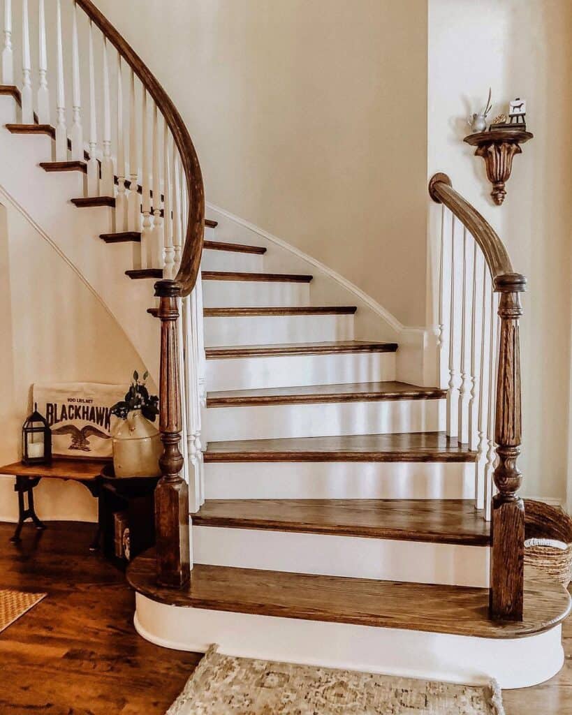 White Stair Skirt Boards for Curved Staircase