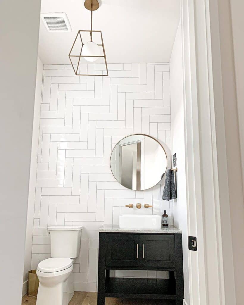 White Tile Wall and Bathroom Pendant Lighting