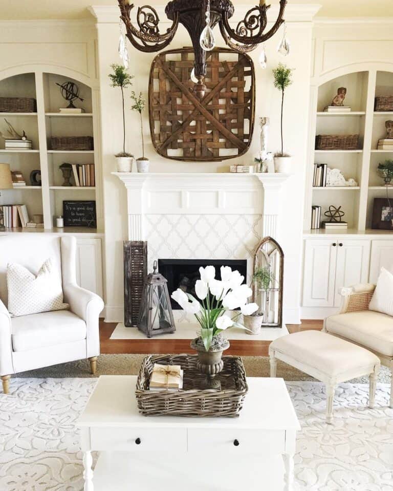 White Tulips and White Pillows as Living Room Decor