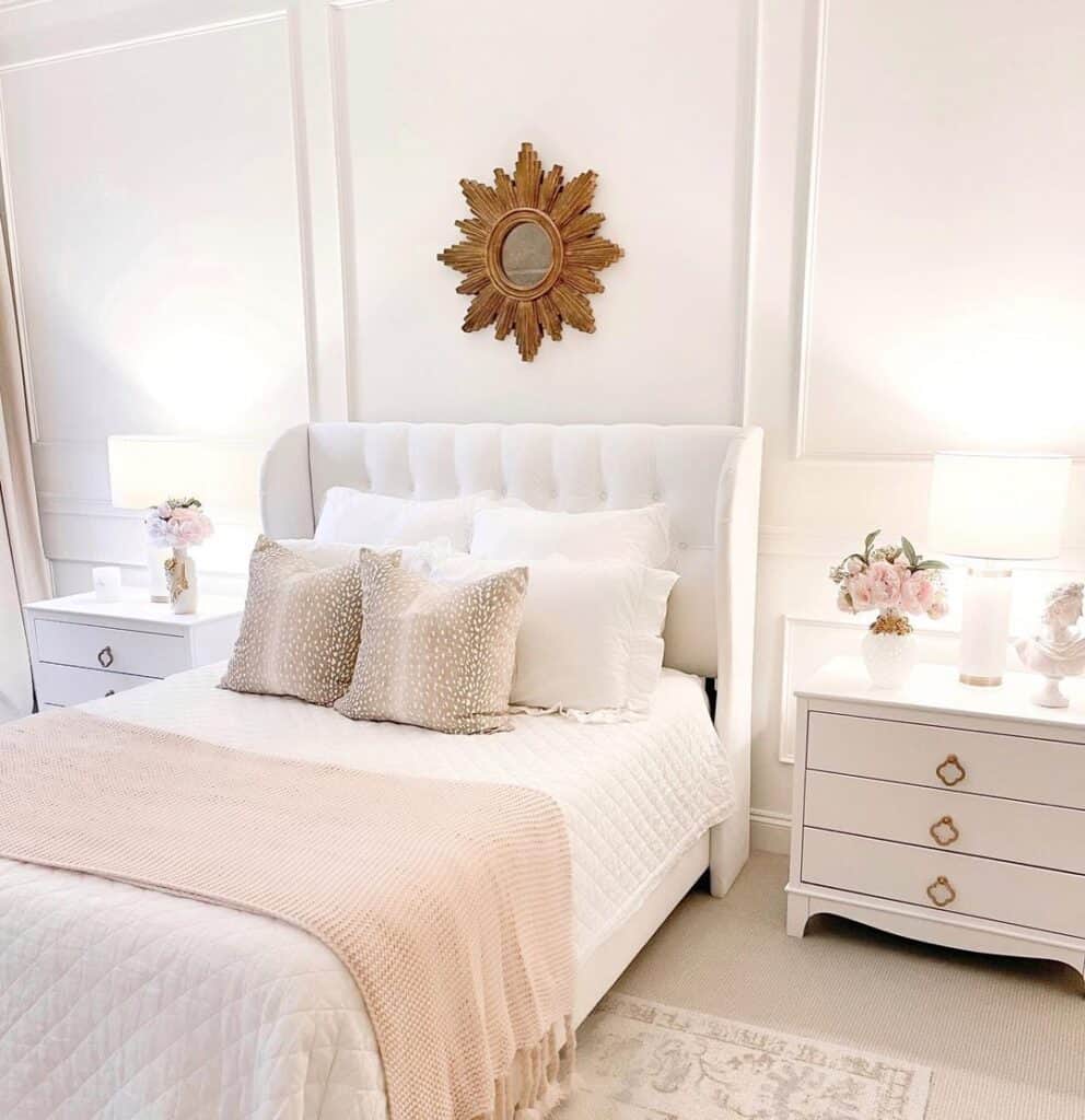 White Upholstered Headboard Full Bed - Soul & Lane