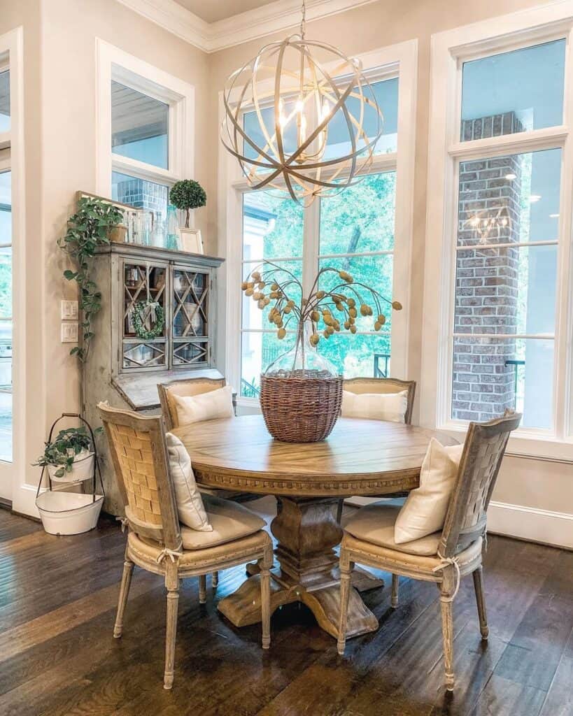 White Window Trim with Circular Table