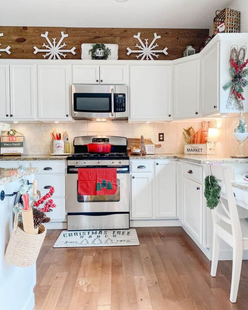 White Wood Snowflake Kitchen Decor