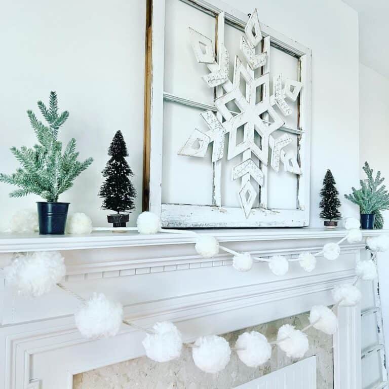 White Wooden Decorations for Fireplace Mantel