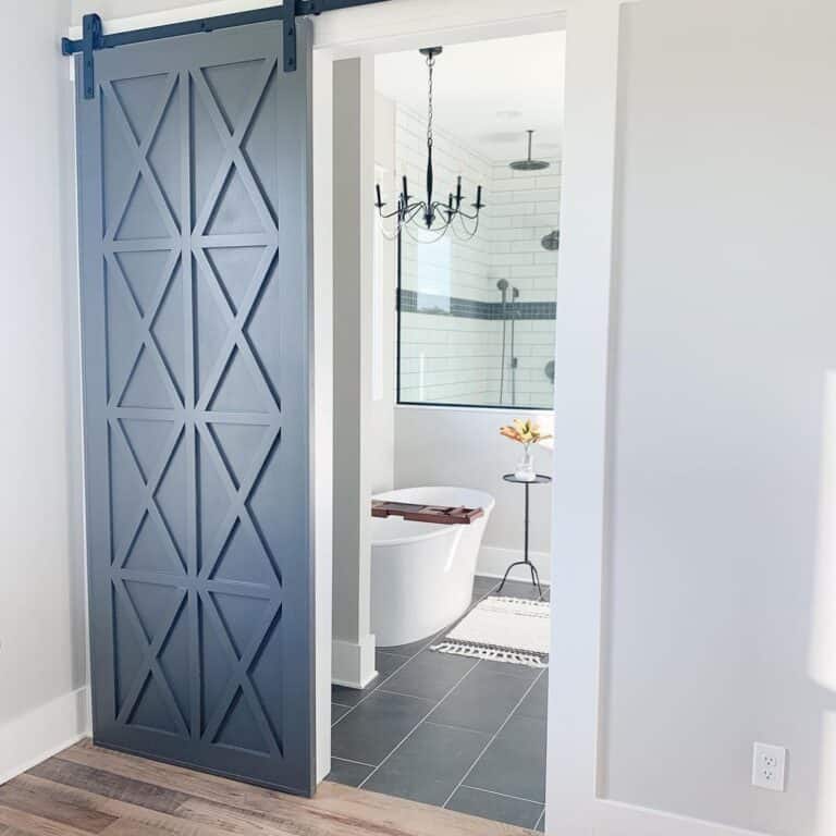 White and Black Bathroom with Black Bathroom Floor