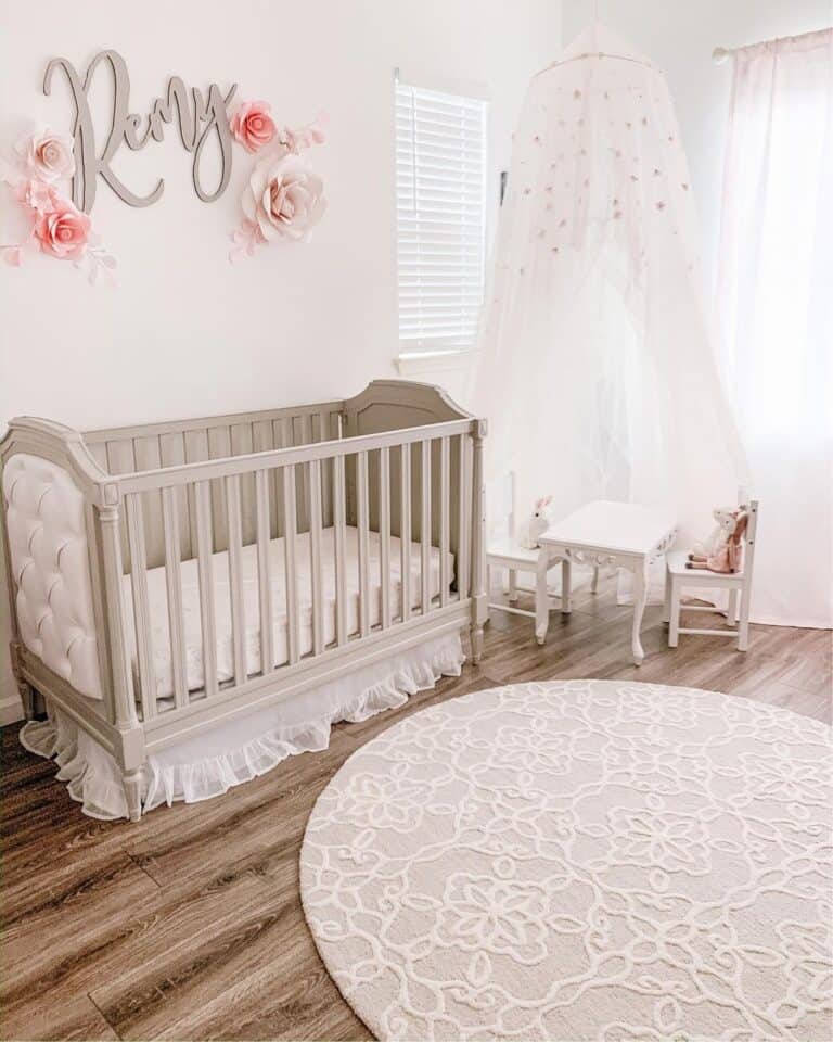 White and Floral Girl's Nursery