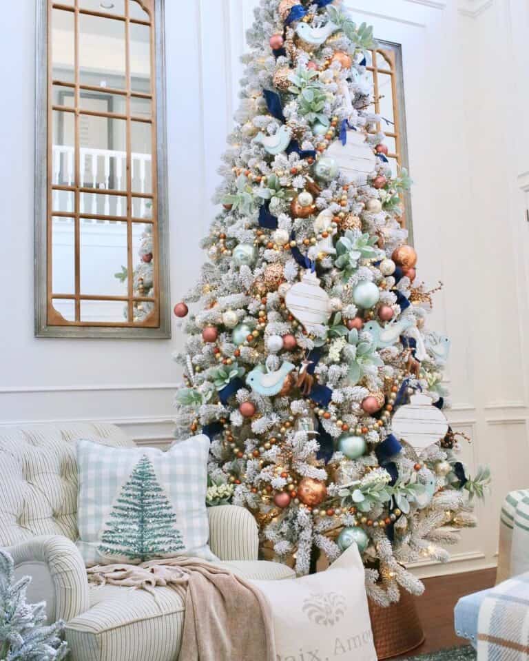 White and Gold Christmas Tree in Living Room
