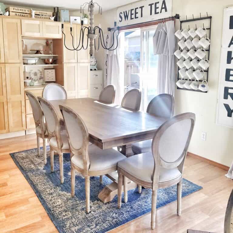 Wood Dining Table with Oval Back Chairs