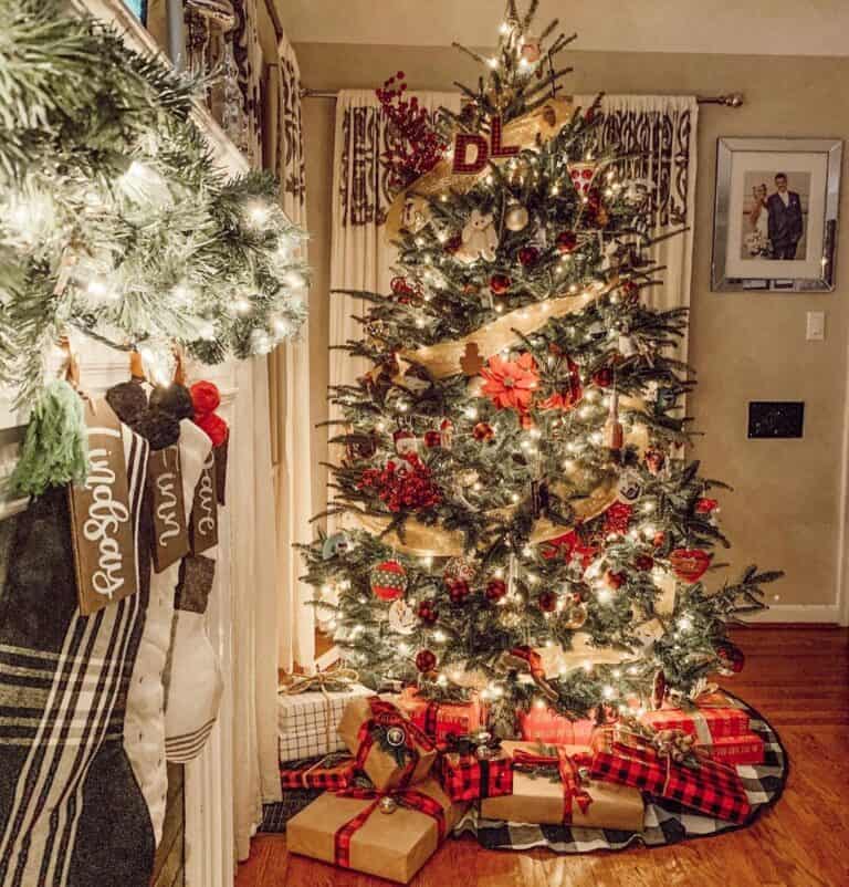 Wood Flooring and Garland with Stockings