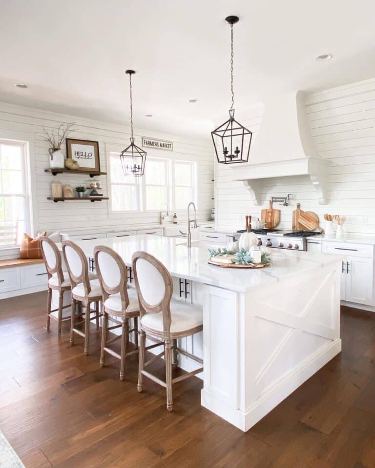 Wood and White Kitchen Island Chairs