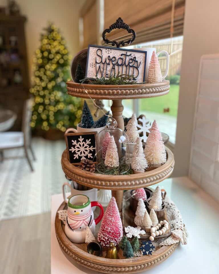 Wooden 3 Tier Tray Christmas Decor