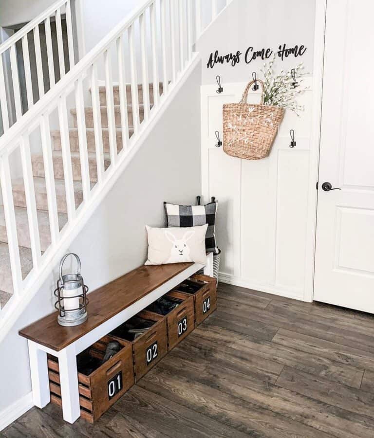 Wooden Entryway Bench With Storage